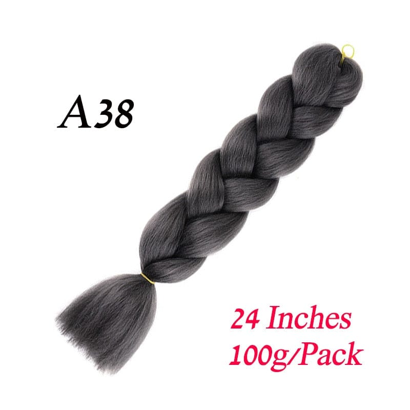 Showlu Store Nation 0 A38 / 24inches / China|1Pcs/Lot Lihui 24&quot; Synthetic Braiding Hair Ombre Braiding Hair Packs Jumbo Braid Hair For Women Wholesale DIY Hairstyle Blue Grey