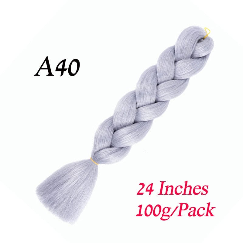 Showlu Store Nation 0 A40 / 24inches / China|1Pcs/Lot Lihui 24&quot; Synthetic Braiding Hair Ombre Braiding Hair Packs Jumbo Braid Hair For Women Wholesale DIY Hairstyle Blue Grey