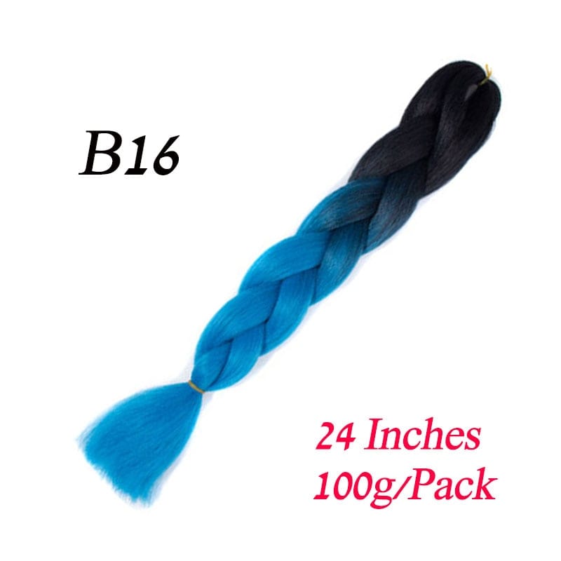 Showlu Store Nation 0 B16 / 24inches / China|1Pcs/Lot Lihui 24&quot; Synthetic Braiding Hair Ombre Braiding Hair Packs Jumbo Braid Hair For Women Wholesale DIY Hairstyle Blue Grey