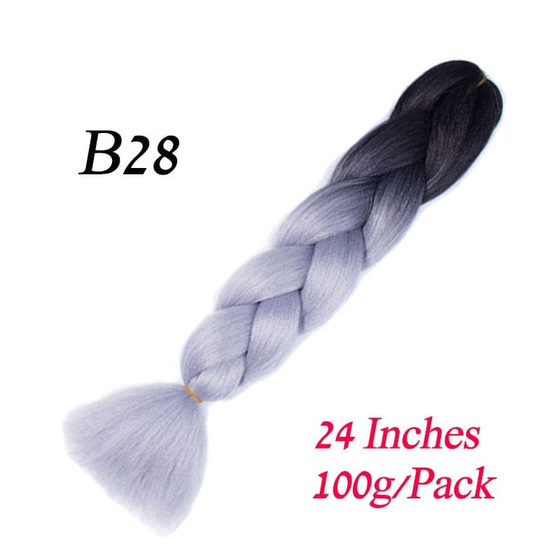 Showlu Store Nation 0 B28 / 24inches / China|1Pcs/Lot Lihui 24&quot; Synthetic Braiding Hair Ombre Braiding Hair Packs Jumbo Braid Hair For Women Wholesale DIY Hairstyle Blue Grey