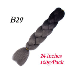 Showlu Store Nation 0 B29 / 24inches / China|1Pcs/Lot Lihui 24&quot; Synthetic Braiding Hair Ombre Braiding Hair Packs Jumbo Braid Hair For Women Wholesale DIY Hairstyle Blue Grey