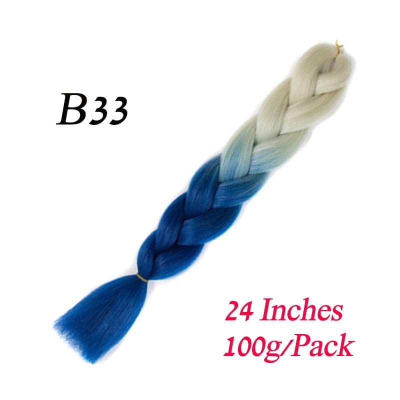 Showlu Store Nation 0 B33 / 24inches / China|1Pcs/Lot Lihui 24&quot; Synthetic Braiding Hair Ombre Braiding Hair Packs Jumbo Braid Hair For Women Wholesale DIY Hairstyle Blue Grey