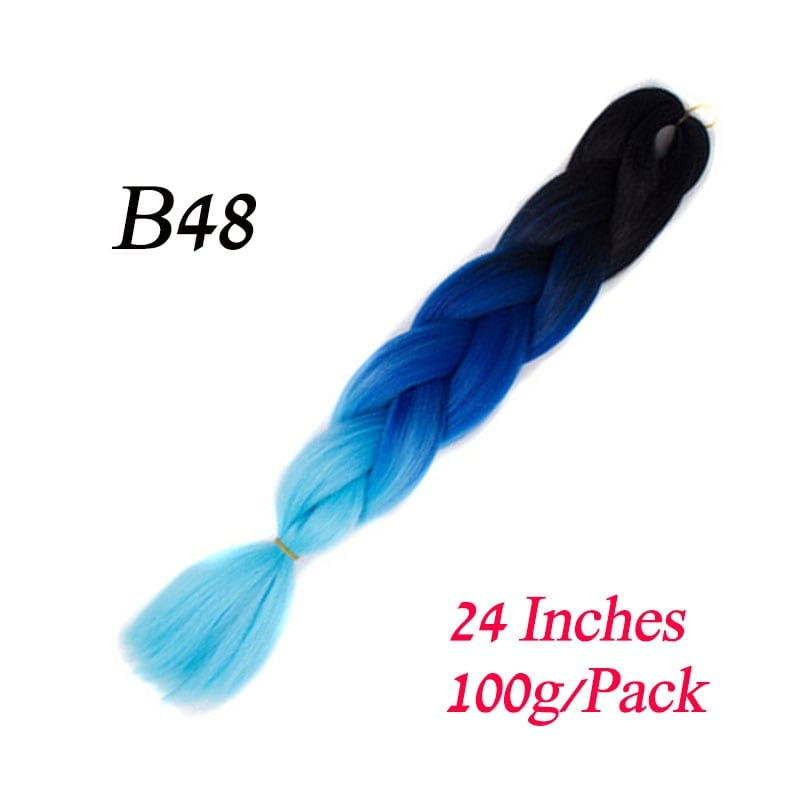 Showlu Store Nation 0 B48 / 24inches / China|1Pcs/Lot Lihui 24&quot; Synthetic Braiding Hair Ombre Braiding Hair Packs Jumbo Braid Hair For Women Wholesale DIY Hairstyle Blue Grey