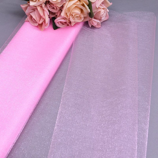 Showlu Store Nation 0 Baby pink / 10m X 48cm Elegant Wedding Decoration Crystal Tulle Roll Organza Fabric