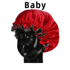 Showlu Store Nation 0 Baby10922 Bonnet‘s for Mammy and Baby High-Quality Satin Bonnet Cap Double Layer Silky Big Bonnet for Lady Sleep Cap Head Wrap