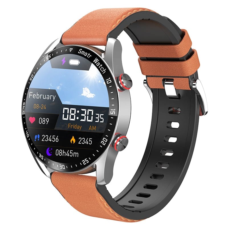 Showlu Store Nation 0 belt orange ECG+PPG Bluetooth Call Smart Watch Men Laser Health Blood Pressure Fitnes Sports Watches Man Sports Waterproof Smartwatch+Box