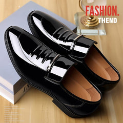 Showlu Store Nation 0 Black / 38 / China Patent Leather Shoes for Men Business Shoes Casual Point Toe Slip on Loafers for Men Luxury Party Wedding Plus Size Shoes