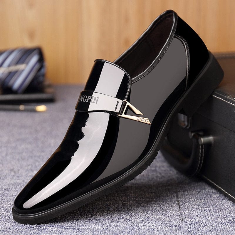 Showlu Store Nation 0 black / 38 Men Dress Leather Shoes Slip on Patent Leather Mens Casual Oxford Shoe Moccasin Glitter Male Footwear Pointed Toe Shoes for Men