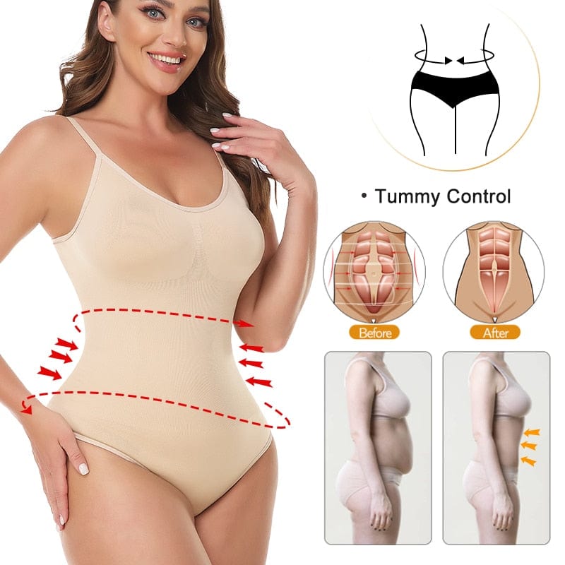 Showlu Store Nation 0 Camisole Bodysuit for Women Tummy Control Slimming Shapewear Butt Lifter Seamless Sculpting Thong Body Shaper Tank Tops Corset