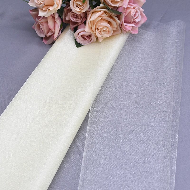 Showlu Store Nation 0 Champagne / 10m X 48cm Elegant Wedding Decoration Crystal Tulle Roll Organza Fabric