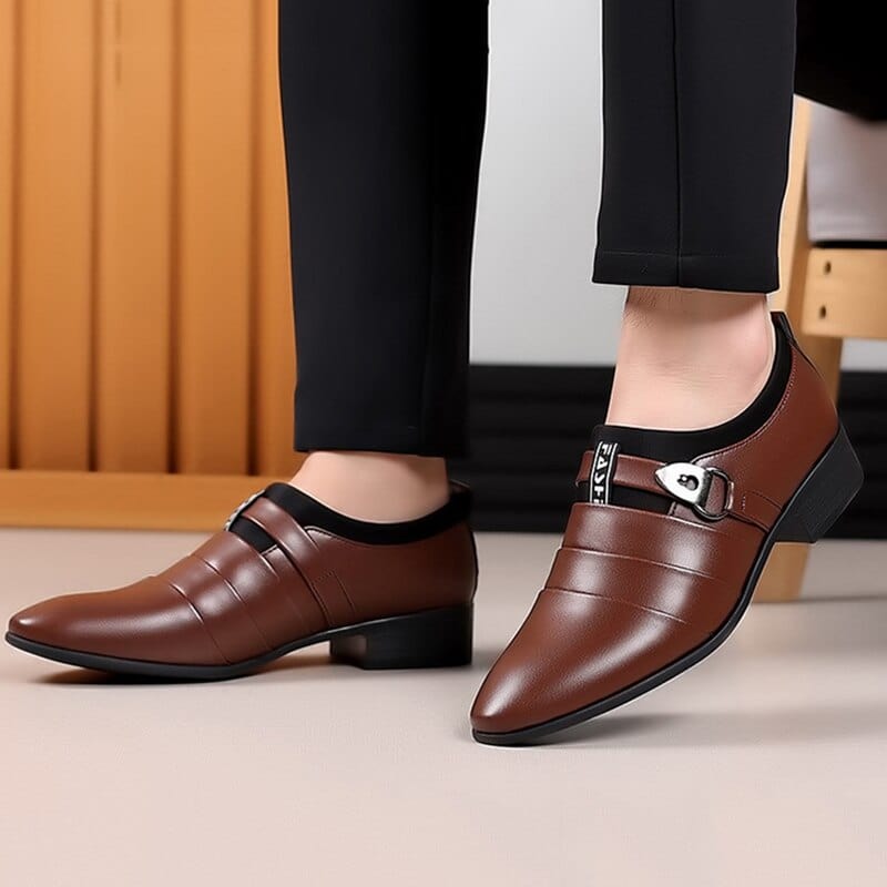 Showlu Store Nation 0 Classic Leather Shoes for Men Slip on Pointed Toe Oxfords Formal Wedding Party Office Business Casual Dress Shoes for Male