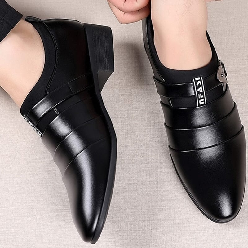 Showlu Store Nation 0 Classic Leather Shoes for Men Slip on Pointed Toe Oxfords Formal Wedding Party Office Business Casual Dress Shoes for Male