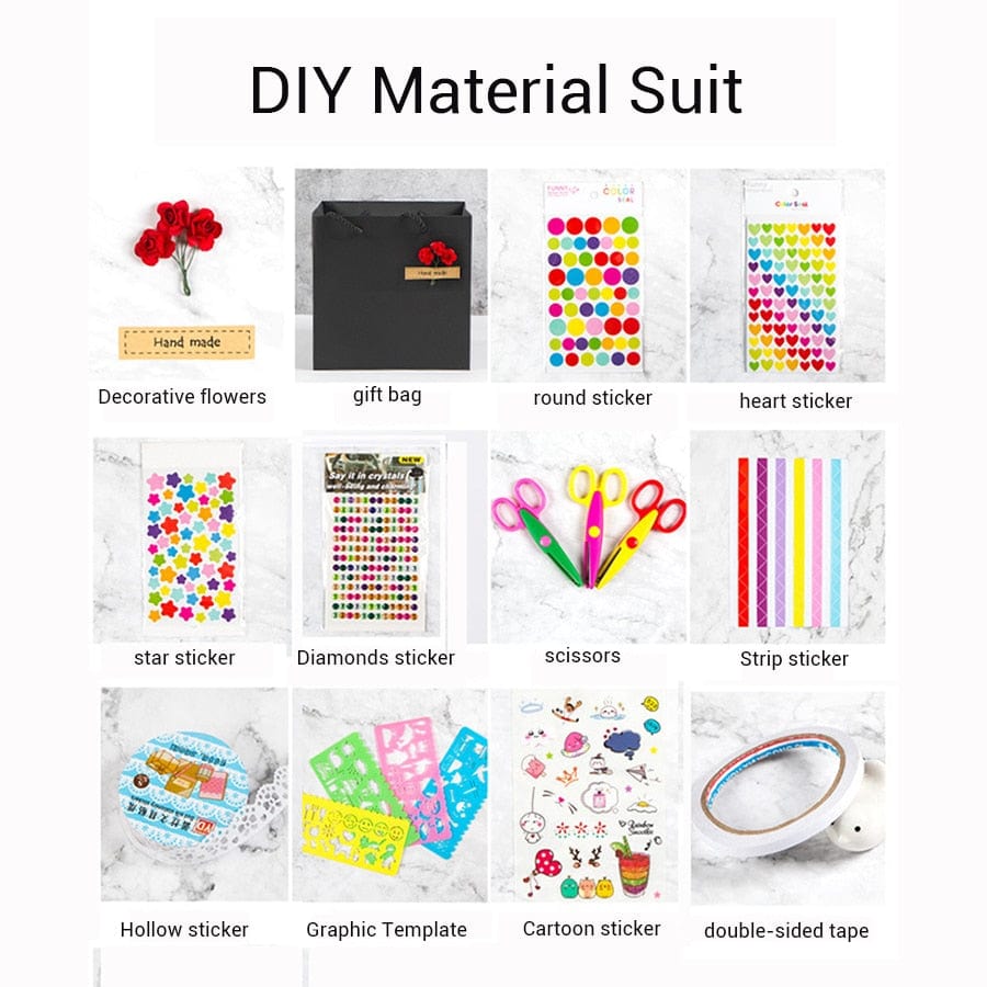 Showlu Store Nation 0 DIY material suit / 12x4x8cm Hexagon Explosion Box Scrapbook Album