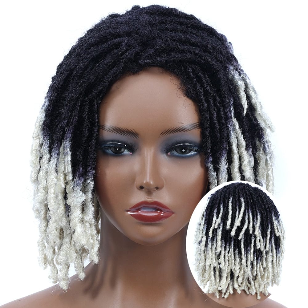 Showlu Store Nation 0 E455 TWhite / 10inches / 1 PC 10Inches Braided Wigs  Afro Bob Wig Synthetic DreadLock Wigs For Black Woman Short Curly Ends Cosplay Yun Rong Hair