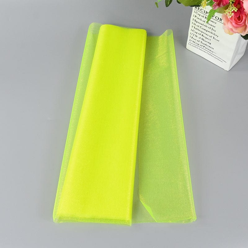 Showlu Store Nation 0 Fluorescent yellow / 5M 5/10m Wedding Decoration Tulle Roll Crystal Organza Sheer Fabric For Birthday Party Backdrop Wedding Chair Sashes Decor Yarn