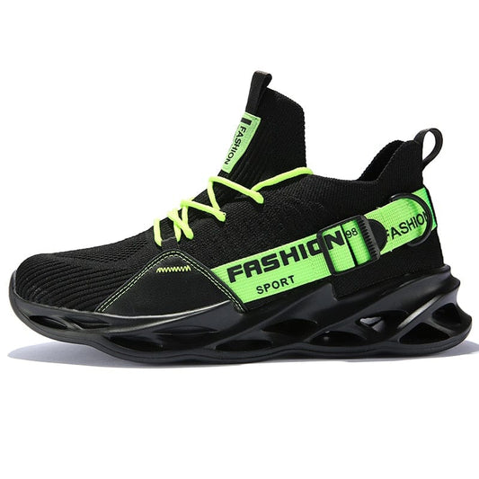 Showlu Store Nation 0 G133-BlackGreen / 39 Air Mesh Men Sneakers 2020 New Blade Sole Fashion Shoes Buckle Breathable Sports Sneakers Summer Lightweight Walking Shoes