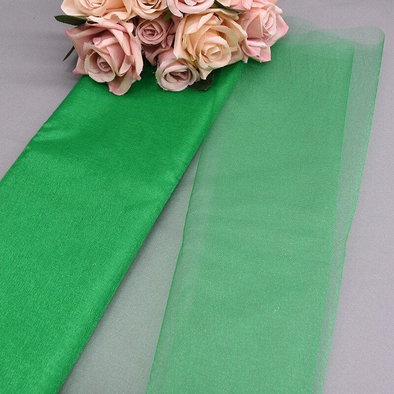 Showlu Store Nation 0 Green / 10m X 48cm Elegant Wedding Decoration Crystal Tulle Roll Organza Fabric