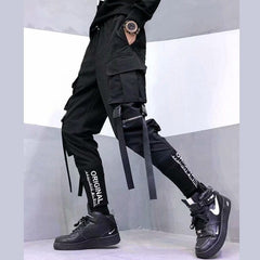 Showlu Store Nation 0 GZ0113 / S (Weight38-45KG) / China Streetwear Trendy Cargo Pants Men Joggers Harajuku Fashion Japanese Style Casual Punk Goth Clothes Hip Hop Black Sweatpants