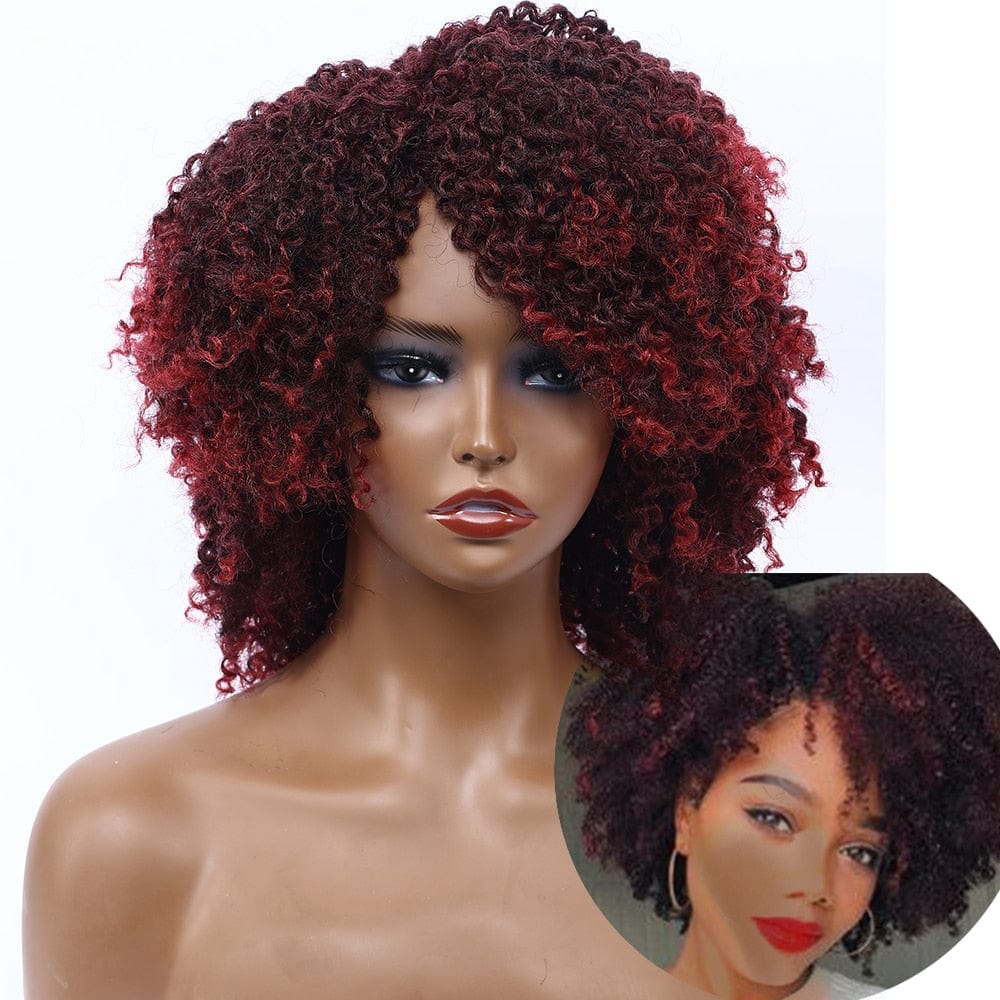 Showlu Store Nation 0 kinky curly TBUG / 10inches / 1 PC 10Inches Braided Wigs  Afro Bob Wig Synthetic DreadLock Wigs For Black Woman Short Curly Ends Cosplay Yun Rong Hair