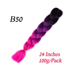 Showlu Store Nation 0 M#Purple / 24inches / 1Pcs/Lot Synthetic 24Inch 100G Wholesale Single Ombre Color Glowing Hair Extension Twist Jumbo Braids Kanekalon Hair For Women