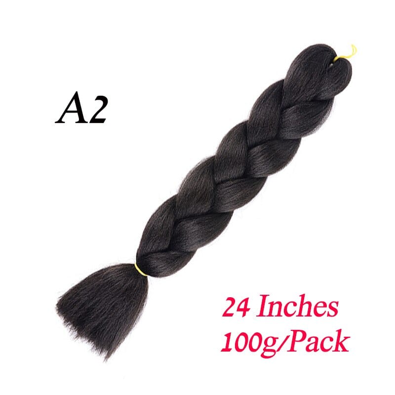 Showlu Store Nation 0 Natural Color / 24inches / 1Pcs/Lot Synthetic 24Inch 100G Wholesale Single Ombre Color Glowing Hair Extension Twist Jumbo Braids Kanekalon Hair For Women