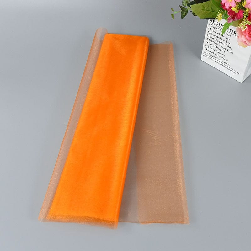 Showlu Store Nation 0 Orange / 5M 5/10m Wedding Decoration Tulle Roll Crystal Organza Sheer Fabric For Birthday Party Backdrop Wedding Chair Sashes Decor Yarn