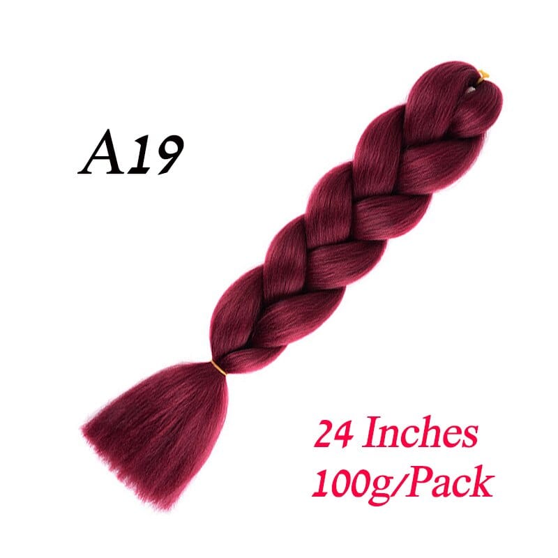 Showlu Store Nation 0 P4/30 / 24inches / 1Pcs/Lot Synthetic 24Inch 100G Wholesale Single Ombre Color Glowing Hair Extension Twist Jumbo Braids Kanekalon Hair For Women