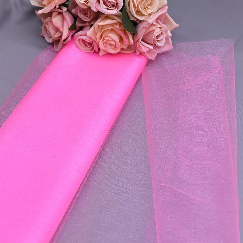 Showlu Store Nation 0 Pink / 10m X 48cm Elegant Wedding Decoration Crystal Tulle Roll Organza Fabric