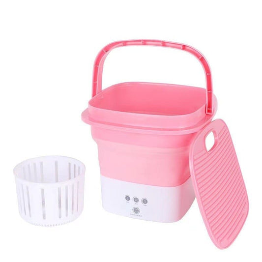 Showlu Store Nation 0 Pink / EU Folding Washing Machine For Clothes With Dryer Bucket Washing For Socks Underwear Mini Washing Machine With Drying Centrifuge