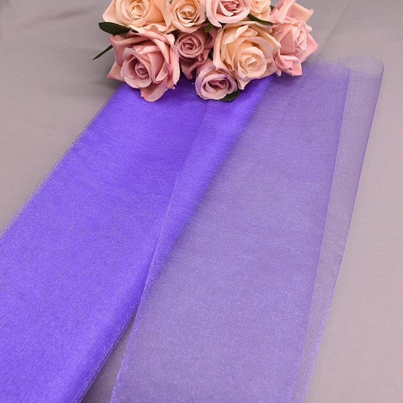 Showlu Store Nation 0 Purple / 10m X 48cm Elegant Wedding Decoration Crystal Tulle Roll Organza Fabric