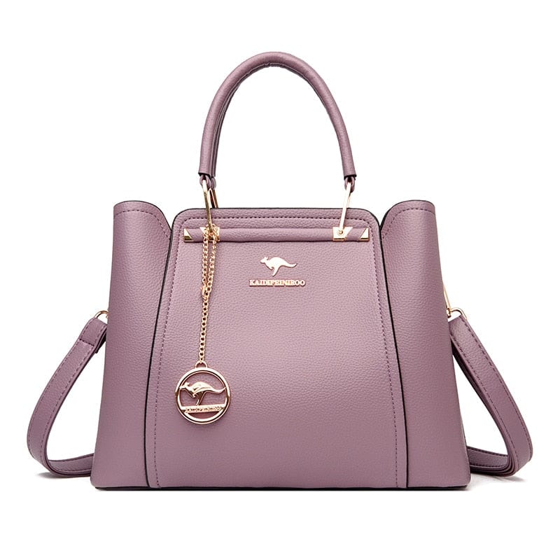 Showlu Store Nation 0 Purple / 30cm 13cm 23cm Women Soft Leather Handbags Luxury Designer 3 Layers Shoulder Crossbody Bags Ladies Large Capacity Shopping Brand Messenger Tote