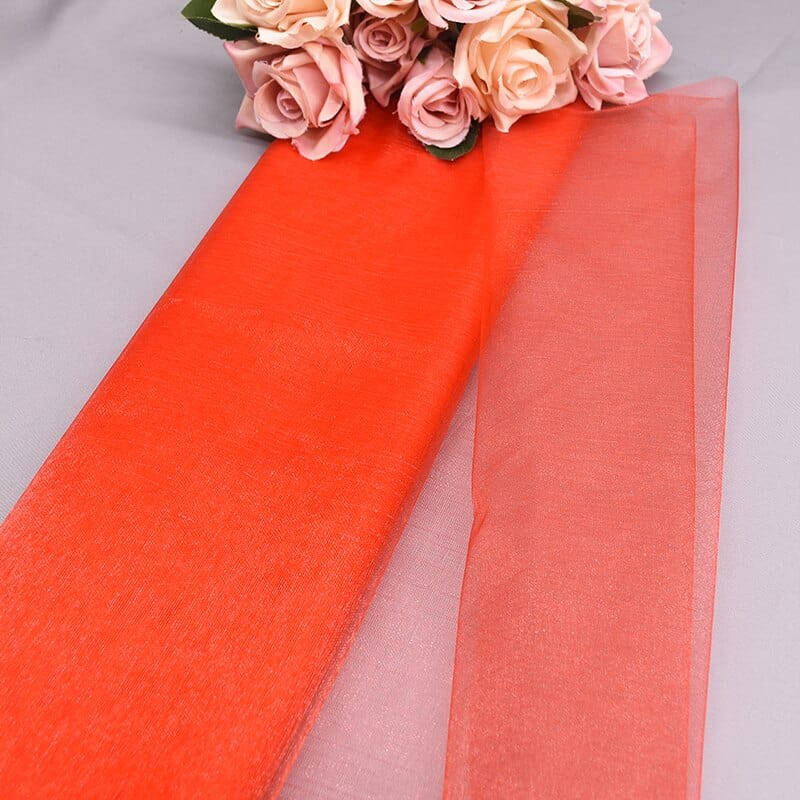 Showlu Store Nation 0 Red / 10m X 48cm Elegant Wedding Decoration Crystal Tulle Roll Organza Fabric