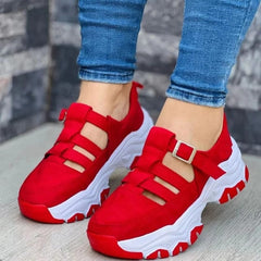 Showlu Store Nation 0 Red / 35 2023 New Thick-soled Women&#39;s Sports Shoes Fashion Casual Comfortable Slip-on Flat Shoes Women&#39;s Heightening Vulcanized Shoes