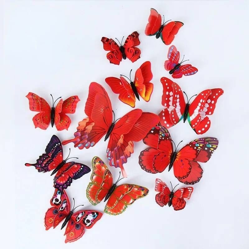 Showlu Store Nation 0 Red - Magnet Use Butterfly Wall Stickers to Decorate Your Room