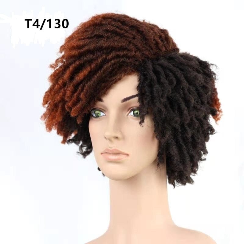 Showlu Store Nation 0 RM458 T4 130 / 10inches / 1 PC 10Inches Braided Wigs  Afro Bob Wig Synthetic DreadLock Wigs For Black Woman Short Curly Ends Cosplay Yun Rong Hair