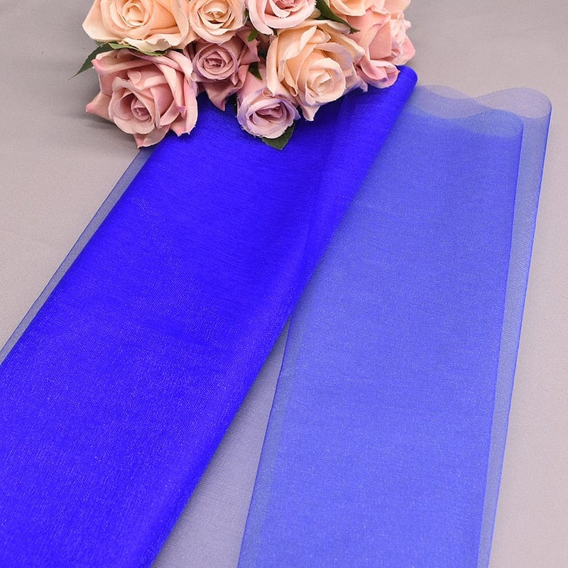 Showlu Store Nation 0 Royle blue / 10m X 48cm Elegant Wedding Decoration Crystal Tulle Roll Organza Fabric