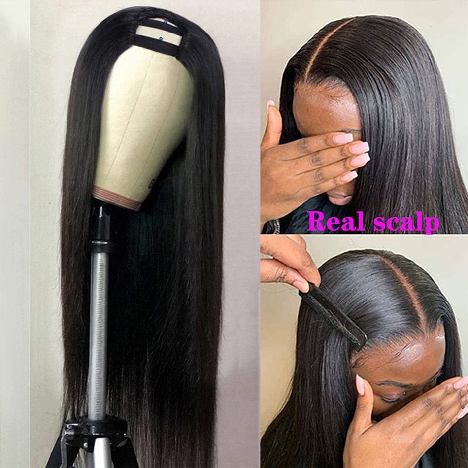 Showlu Store Nation 0 Straight Wigs Cheap U Part Wig Brazilian Human Hair Wigs For Women Virgin Hair Glueless Middle U Shape Wig 180 Density wholesale