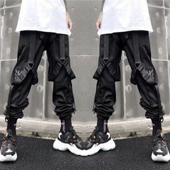 Showlu Store Nation 0 Streetwear Trendy Cargo Pants Men Joggers Harajuku Fashion Japanese Style Casual Punk Goth Clothes Hip Hop Black Sweatpants