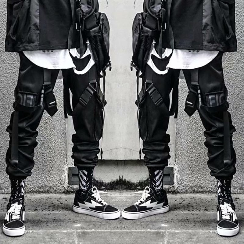 Showlu Store Nation 0 Streetwear Trendy Cargo Pants Men Joggers Harajuku Fashion Japanese Style Casual Punk Goth Clothes Hip Hop Black Sweatpants