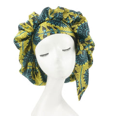 Showlu Store Nation 0 style6 Extra Large African Pattern Print Satin Bonnet Women Night Sleep Cap Adjustable Wide Band Elastic Head Wrap Hair Bonnet Hat