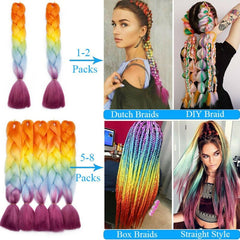 Showlu Store Nation 0 Synthetic 24Inch 100G Wholesale Single Ombre Color Glowing Hair Extension Twist Jumbo Braids Kanekalon Hair For Women