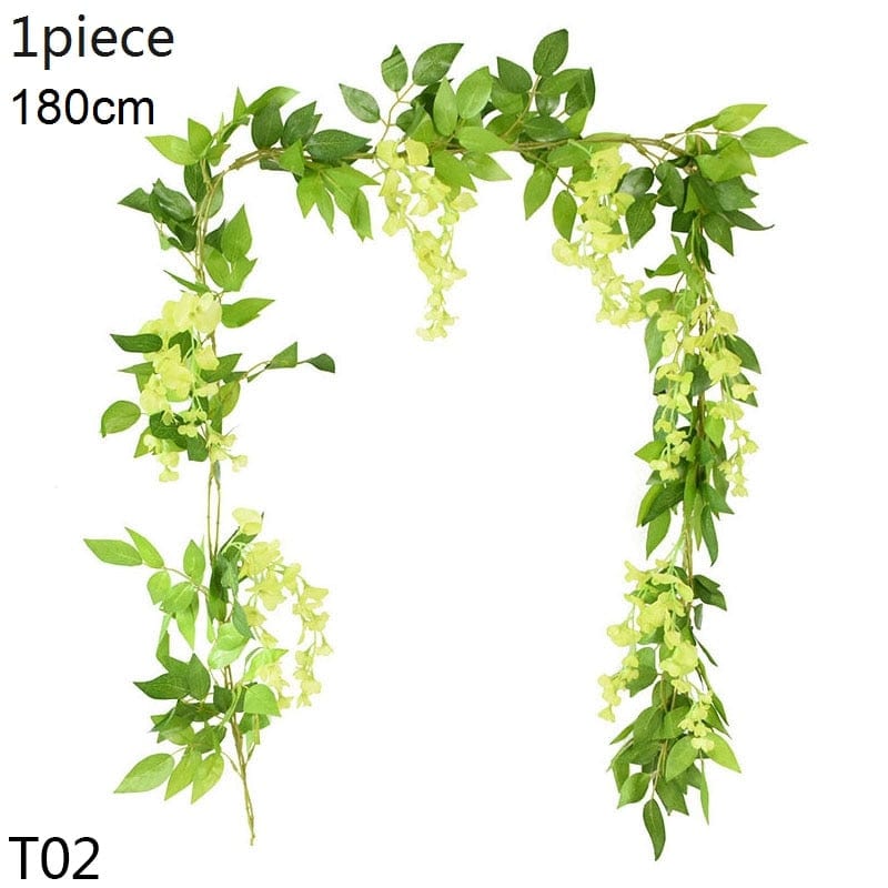 Showlu Store Nation 0 T02-green-1pcs Wedding Arch Flower Decoration with Artificial Wisteria Vine