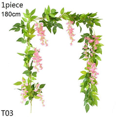 Showlu Store Nation 0 T03-pink-1pcs Wedding Arch Flower Decoration with Artificial Wisteria Vine