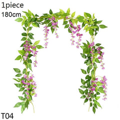 Showlu Store Nation 0 T04-dark pink-1pcs Wedding Arch Flower Decoration with Artificial Wisteria Vine