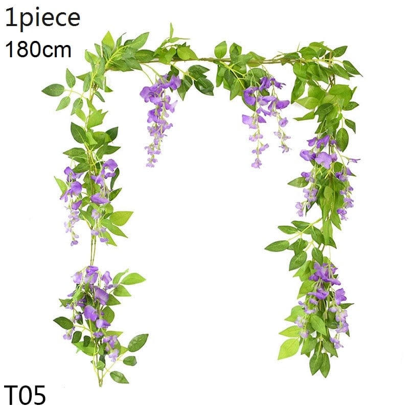 Showlu Store Nation 0 T05-purple-1pcs Wedding Arch Flower Decoration with Artificial Wisteria Vine