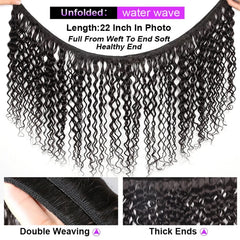 Showlu Store Nation 0 Water Wave Bundles 12A Brazilian Human Hair Weave 1/3/4PCS Deep Kinky Curly Hair 100g/pc Cheap Virgin Hair Extensions Natural