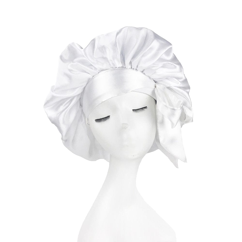 Showlu Store Nation 0 white Extra Large African Pattern Print Satin Bonnet Women Night Sleep Cap Adjustable Wide Band Elastic Head Wrap Hair Bonnet Hat