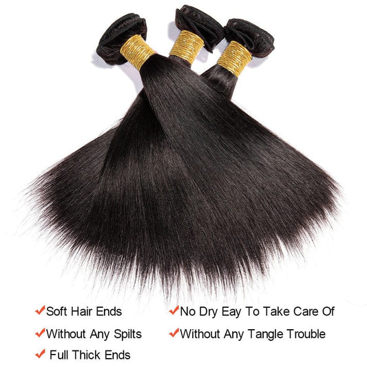 Showlu Store Nation 0 Wholesale Hair Raw Indian Straight Human Hair Bundles Natural Black For Women Bone Straight Hair Extensions 2/3 Bundles Deal