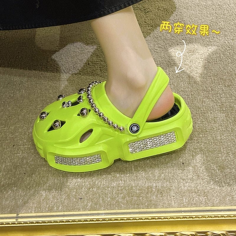 Showlu Store Nation 0 Women&#39;s Fashion Charms Clog Slippers 2023 Summer New High Quality Sandals for Girls Outdoor Sandals Ladies Sexy Platform Shoes