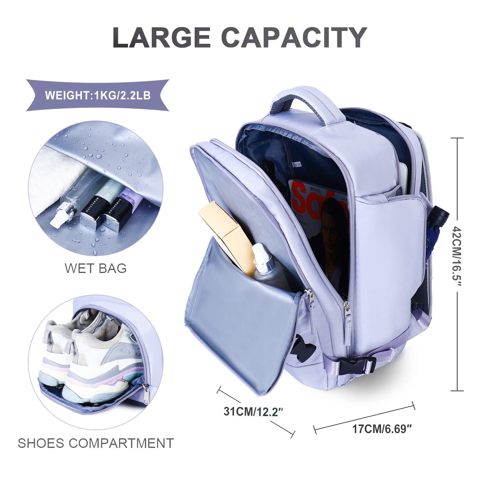 Showlu Store Nation 0 Women Travel Backpack Airplane Large Capacity Multi-Function Luggage Lightweight Waterproof Women's Casual Bag Notebook Bagpacks